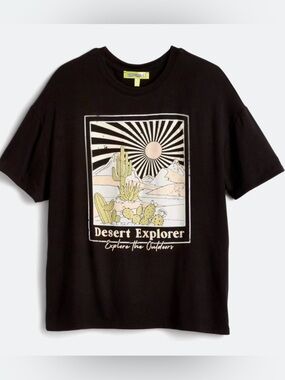 NWT Oversized Boxy Desert Explorer Black Tee
